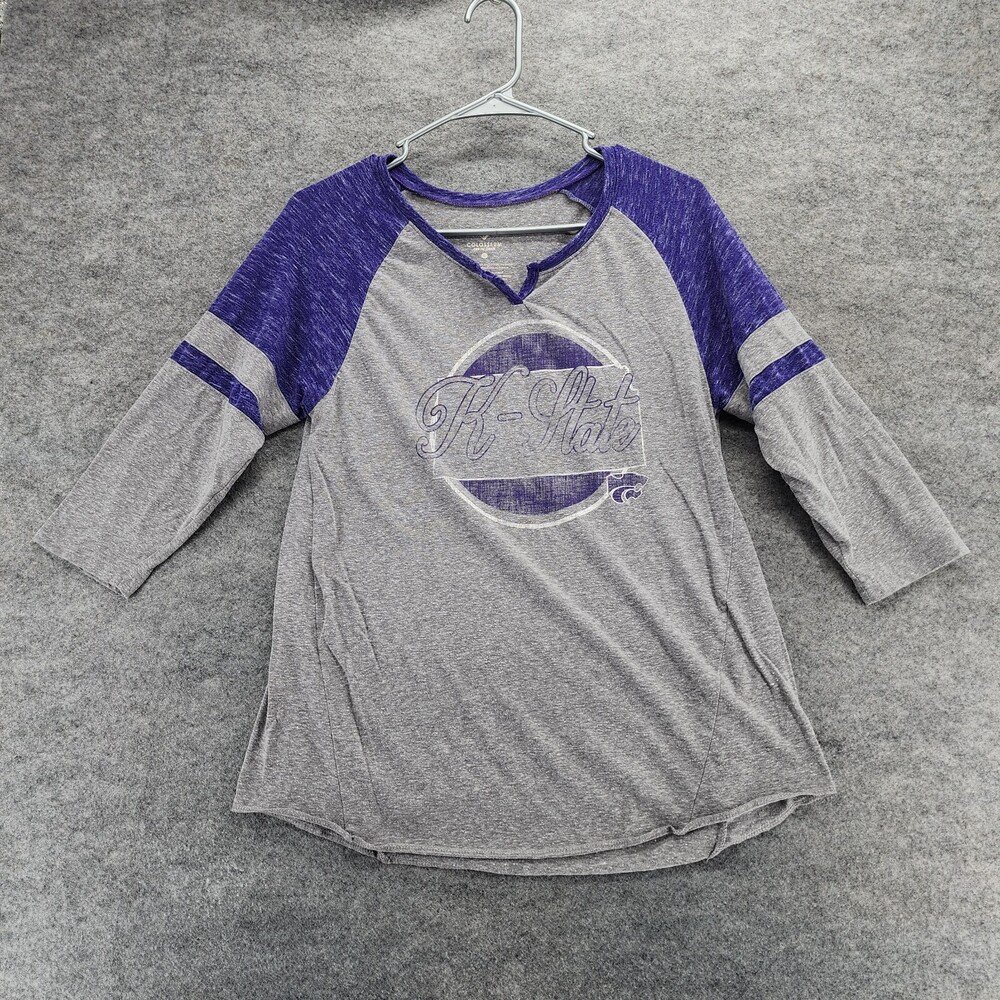 Kansas State Wildcats Shirt Womens Large Colosseum V Neck Raglan